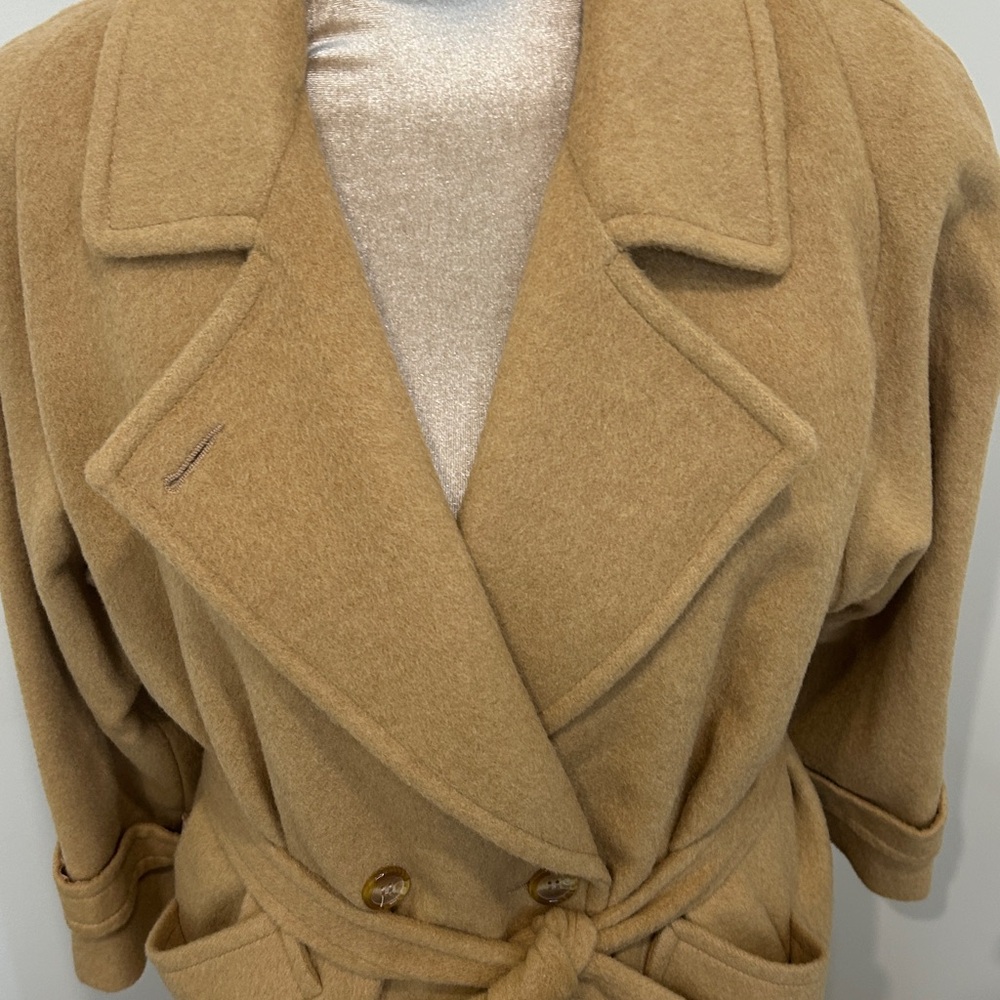 Vintage 1980s Albert Nipon ๐ฏ% Camel Hair Coat |Size 14P - Picture 8 of 16